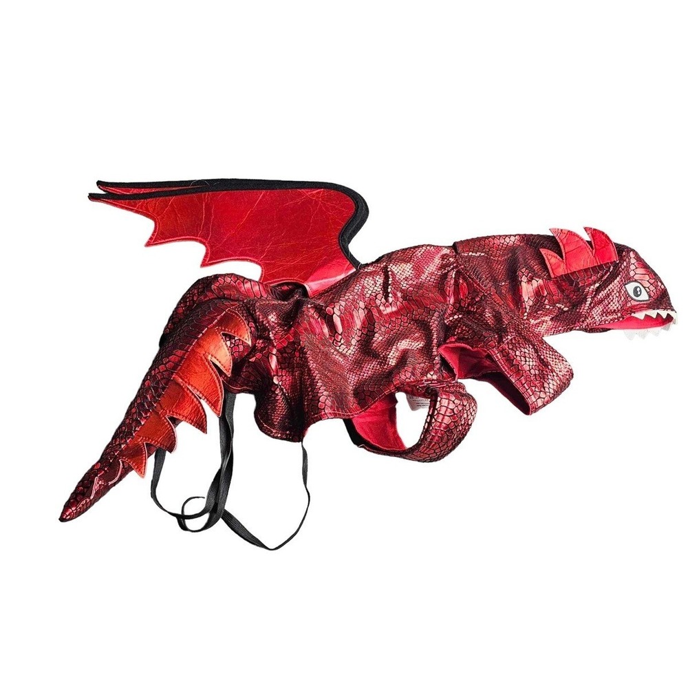 Thrills & Chills Red Dragon Pet Dog Costume Metallic Foil Scales XL Halloween